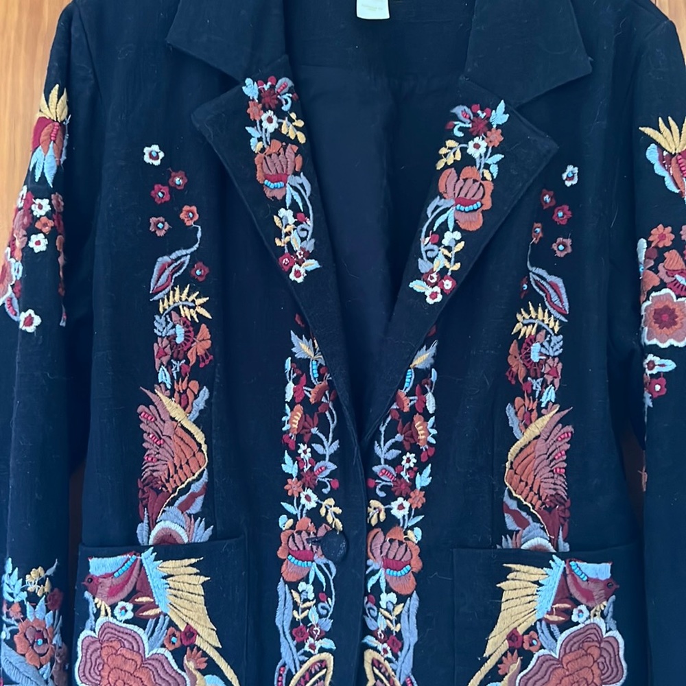 Anthropologie. Gorgeous black embroidered jacket